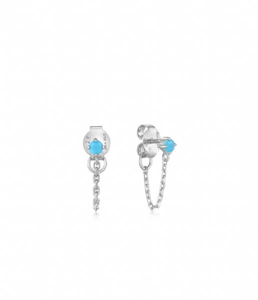 Ania Haie  Turquoise Chain Drop Stud Earrings Silver